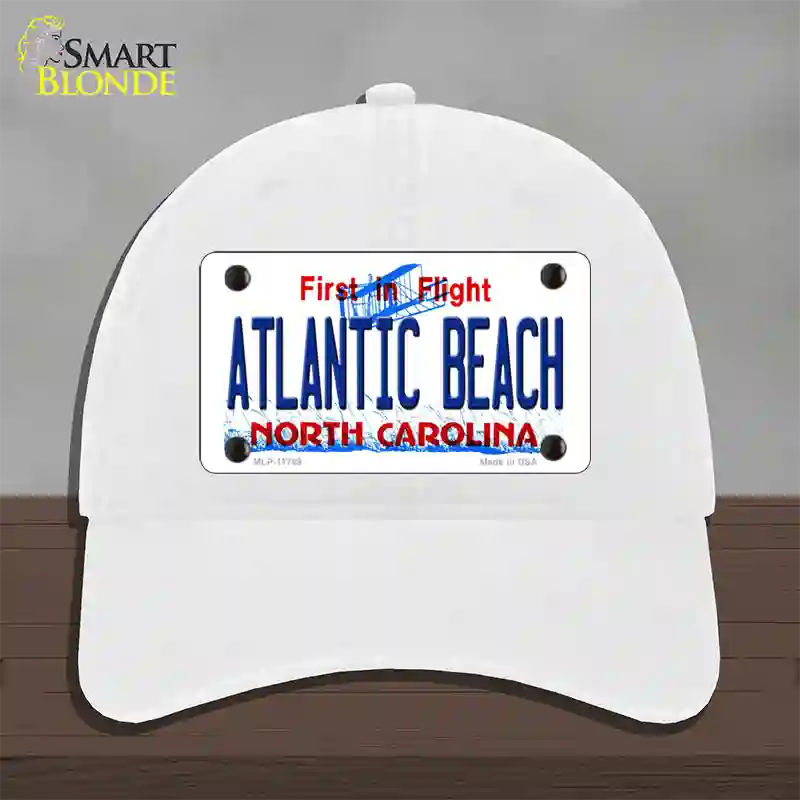 Atlantic Beach North Carolina State Novelty License Plate Hat Unconstructed Cotton / White