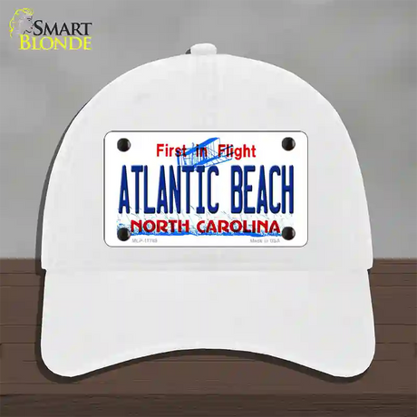 Atlantic Beach North Carolina State Novelty License Plate Hat Unconstructed Cotton / White