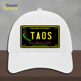 Taos New Mexico Black State Novelty License Plate Hat Unconstructed Cotton / White