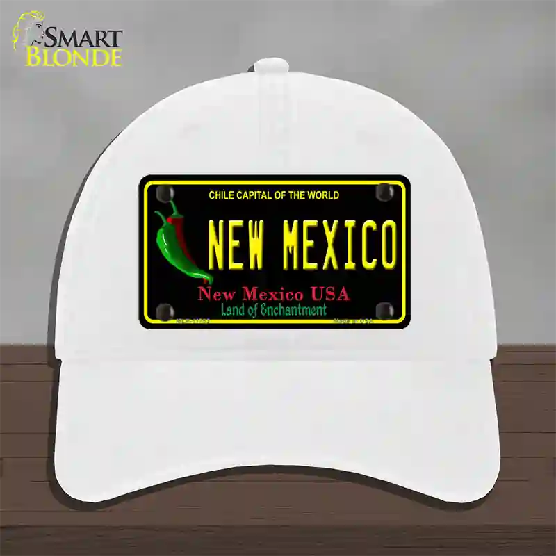 New Mexico Black State Novelty License Plate Hat Unconstructed Cotton / White