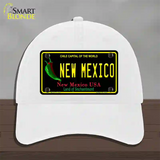 New Mexico Black State Novelty License Plate Hat Unconstructed Cotton / White