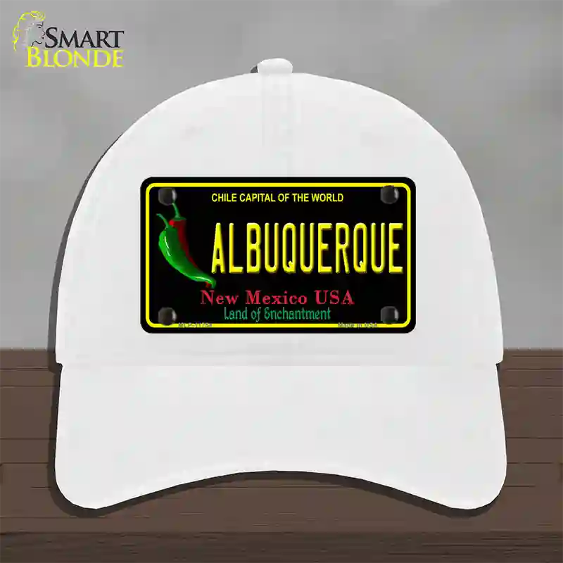 Albuquerque New Mexico Black State Novelty License Plate Hat Unconstructed Cotton / White