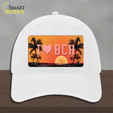 I Love Beach Novelty License Plate Hat Unconstructed Cotton / White