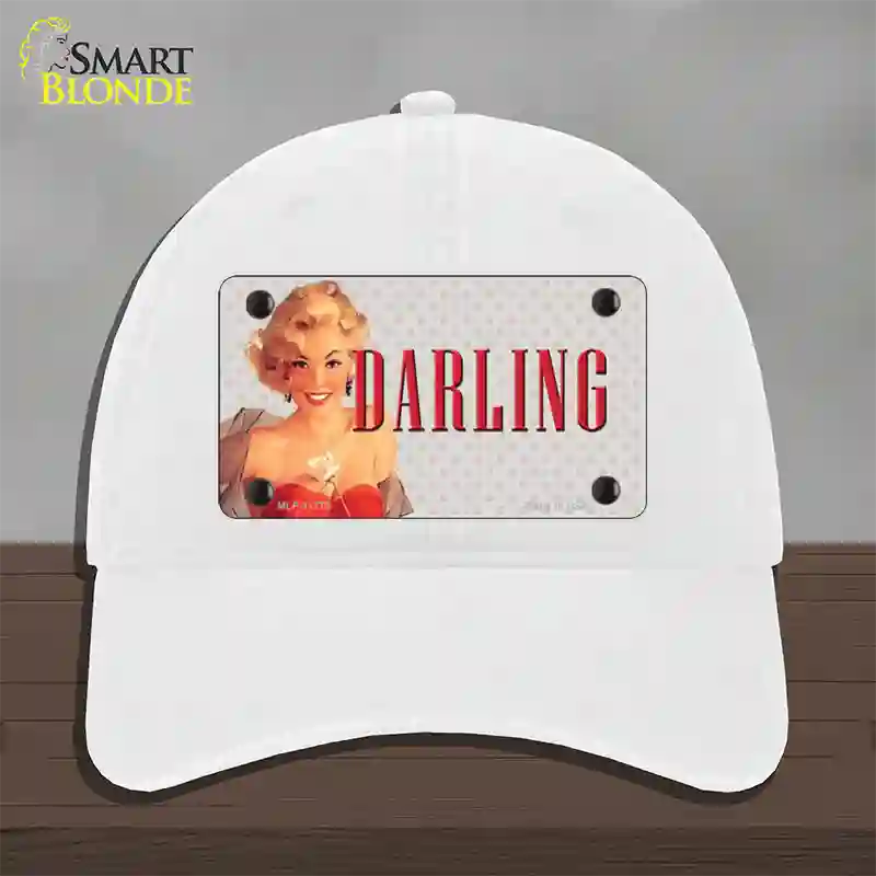 Darling Vintage Pinup Novelty License Plate Hat Unconstructed Cotton / White