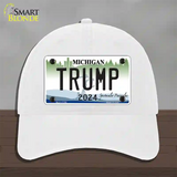 Trump 2024 Michigan Background Novelty License Plate Hat Unconstructed Cotton / White