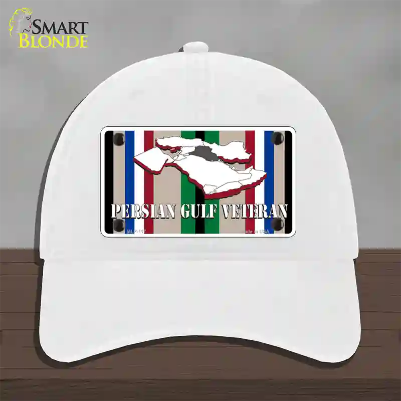 Persian Gulf Veteran Novelty License Plate Hat Unconstructed Cotton / White