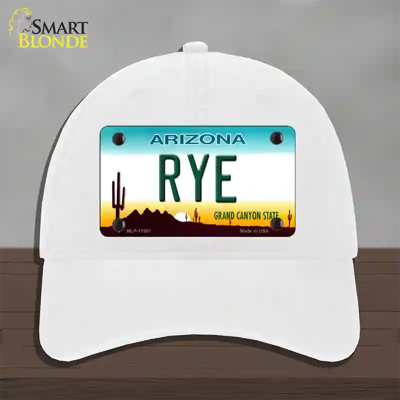 Rye Arizona Novelty License Plate Hat Unconstructed Cotton / White