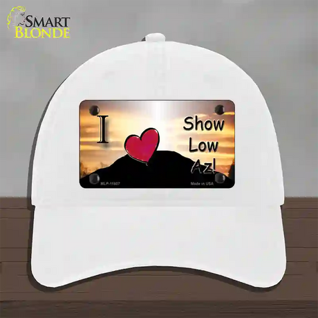 Show Low Hilltop Arizona Novelty License Plate Hat Unconstructed Cotton / White