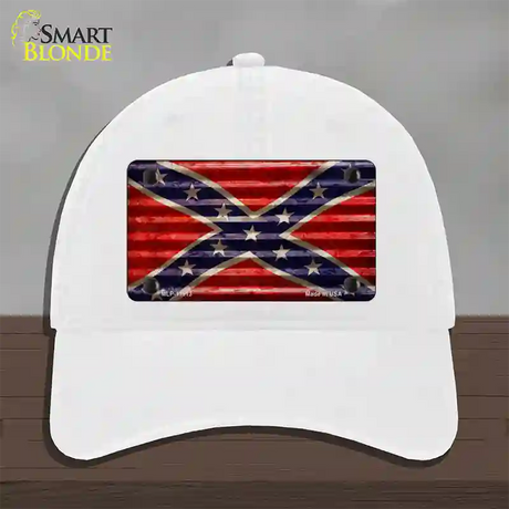 Confederate Flag Corrugated Novelty License Plate Hat Unconstructed Cotton / White