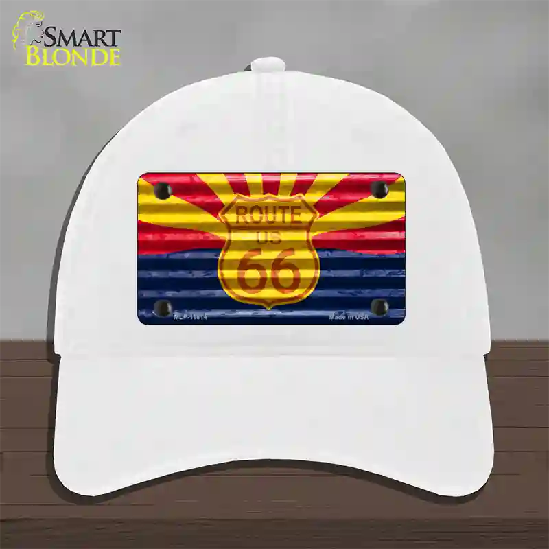 Route 66 Arizona Flag Novelty License Plate Hat Unconstructed Cotton / White