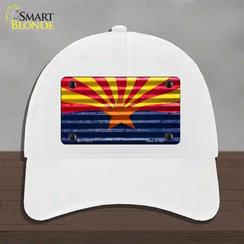 Arizona Flag Novelty License Plate Hat Unconstructed Cotton / White