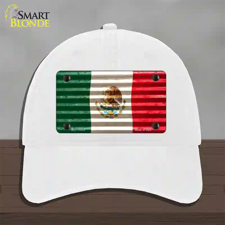 Mexico Flag Novelty License Plate Hat Unconstructed Cotton / White