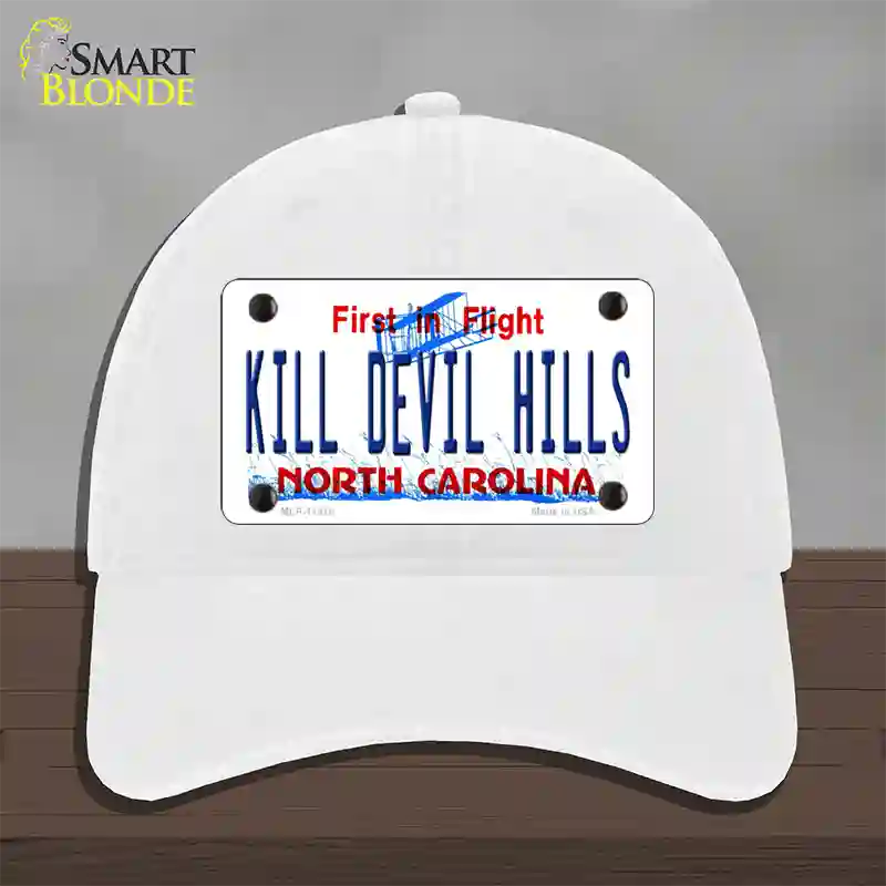 Kill Devil Hills North Carolina Novelty License Plate Hat Unconstructed Cotton / White