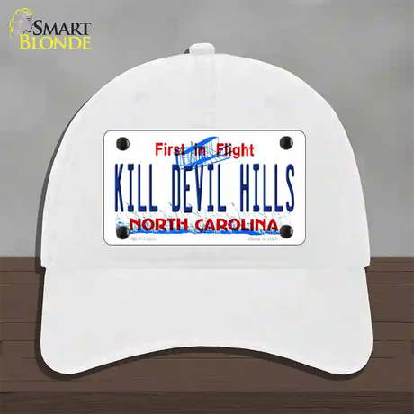 Kill Devil Hills North Carolina Novelty License Plate Hat Unconstructed Cotton / White