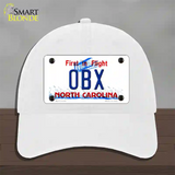 OBX North Carolina Novelty License Plate Hat Unconstructed Cotton / White