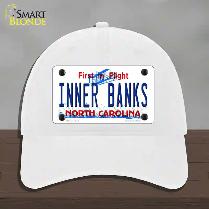 Inner Banks North Carolina Novelty License Plate Hat Unconstructed Cotton / White