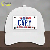 Cary North Carolina Novelty License Plate Hat Unconstructed Cotton / White