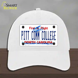 Pitt Comm College North Carolina Novelty License Plate Hat Unconstructed Cotton / White