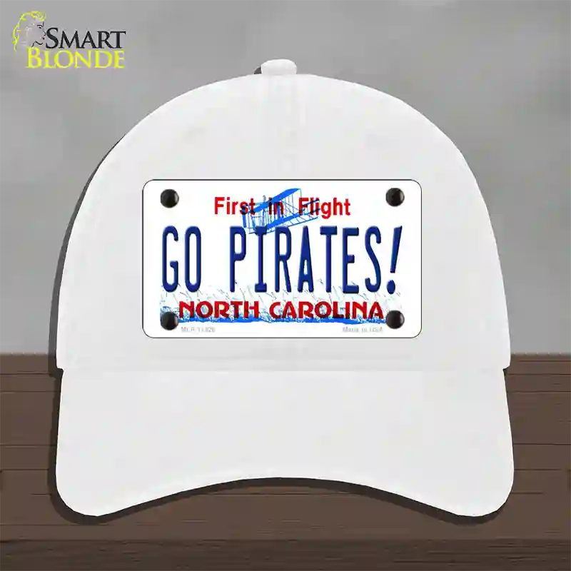 Go Pirates North Carolina Novelty License Plate Hat Unconstructed Cotton / White