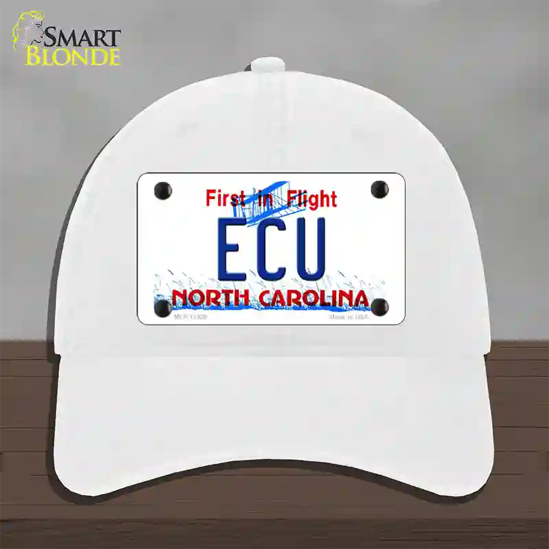 ECU North Carolina Novelty License Plate Hat Unconstructed Cotton / White