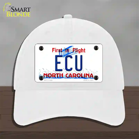 ECU North Carolina Novelty License Plate Hat Unconstructed Cotton / White