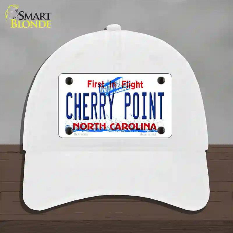 Cherry Point North Carolina Novelty License Plate Hat Unconstructed Cotton / White