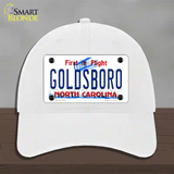 Goldsboro North Carolina Novelty License Plate Hat Unconstructed Cotton / White