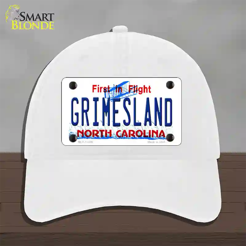 Grimesland North Carolina Novelty License Plate Hat Unconstructed Cotton / White