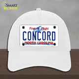 Concord North Carolina Novelty License Plate Hat Unconstructed Cotton / White