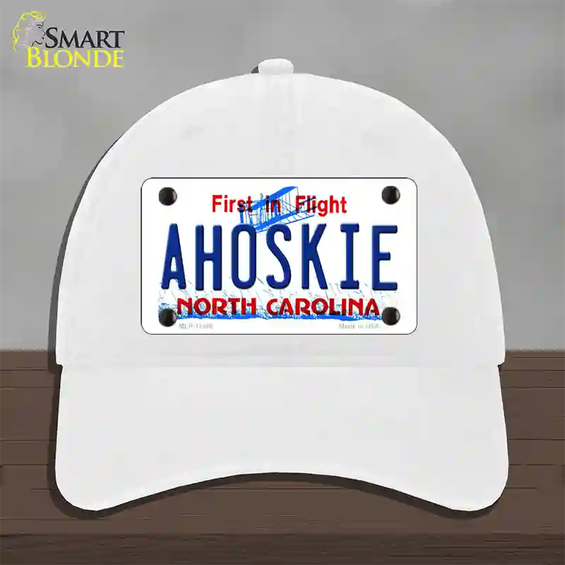 Ahoskie North Carolina Novelty License Plate Hat Unconstructed Cotton / White