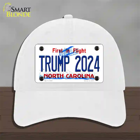 Trump 2024 North Carolina Novelty License Plate Hat Unconstructed Cotton / White