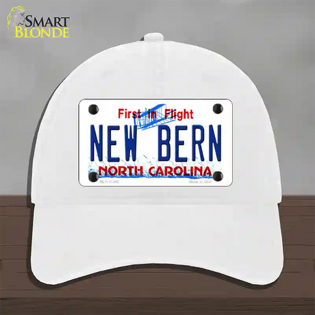 New Bern North Carolina Novelty License Plate Hat Unconstructed Cotton / White