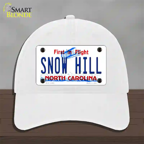 Snow Hill North Carolina Novelty License Plate Hat Unconstructed Cotton / White