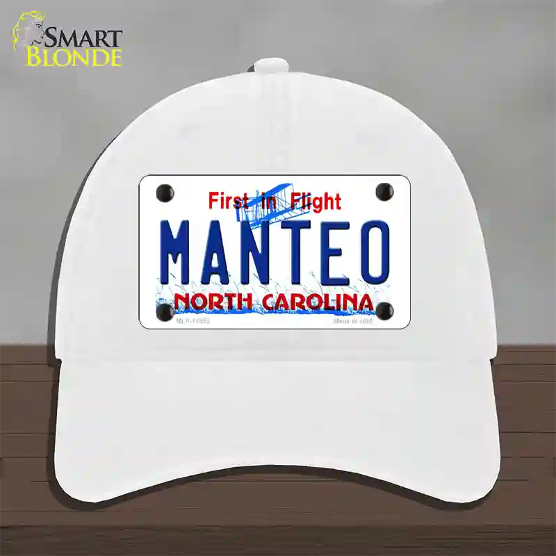 Manteo North Carolina Novelty License Plate Hat Unconstructed Cotton / White