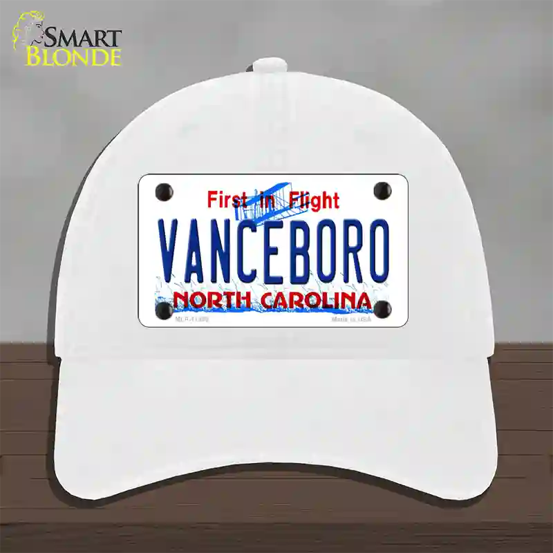 Vanceboro North Carolina Novelty License Plate Hat Unconstructed Cotton / White