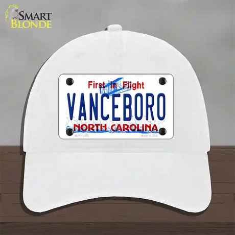 Vanceboro North Carolina Novelty License Plate Hat Unconstructed Cotton / White