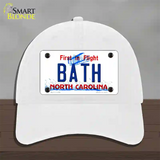 Bath North Carolina Novelty License Plate Hat Unconstructed Cotton / White