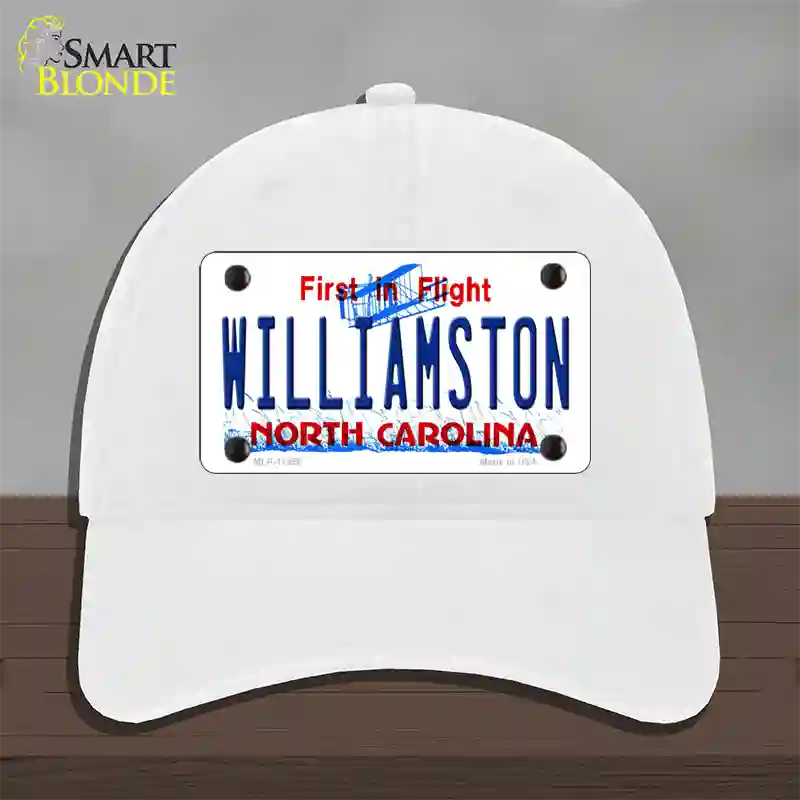 Williamston North Carolina Novelty License Plate Hat Unconstructed Cotton / White