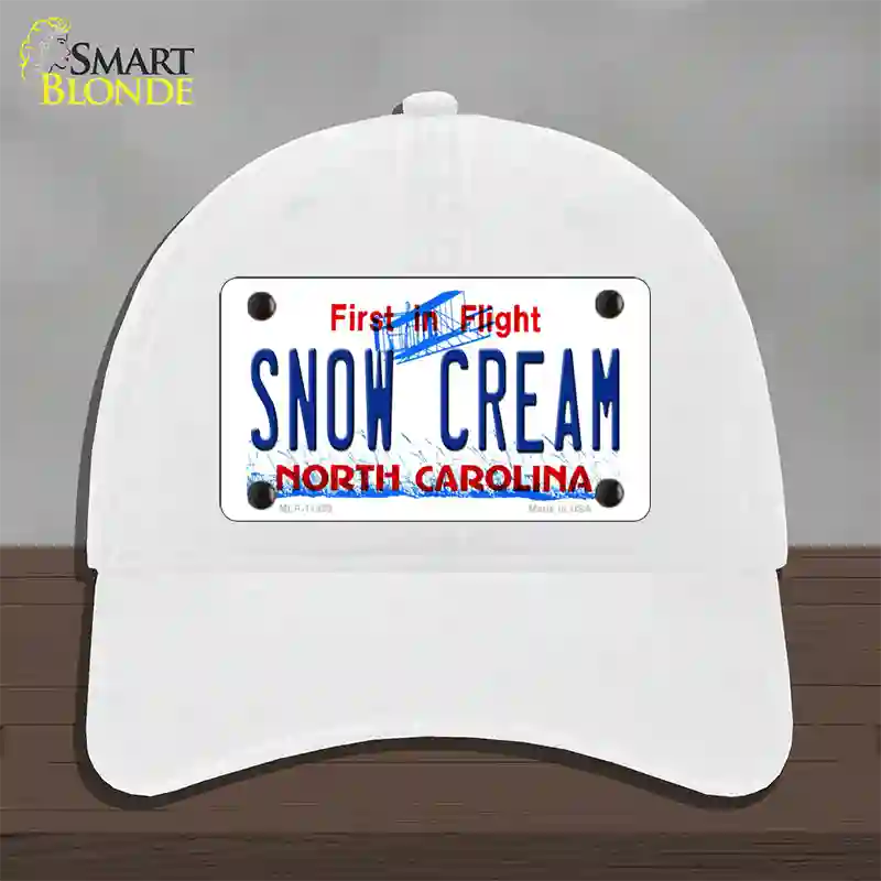 Snow Cream North Carolina Novelty License Plate Hat Unconstructed Cotton / White