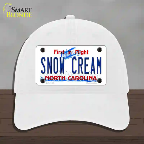 Snow Cream North Carolina Novelty License Plate Hat Unconstructed Cotton / White