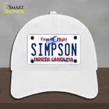 Simpson North Carolina Novelty License Plate Hat Unconstructed Cotton / White