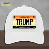 Trump Indiana Novelty License Plate Hat Unconstructed Cotton / White