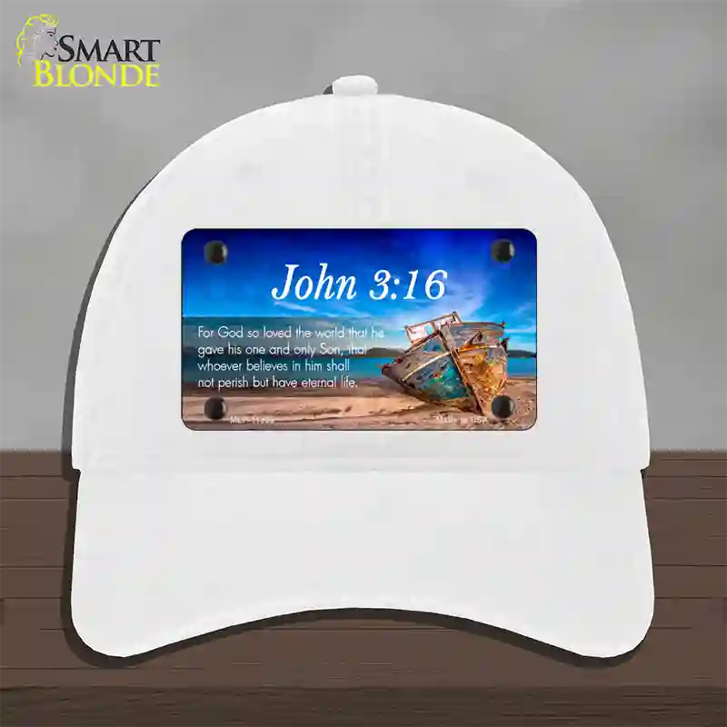 John 3 16 Beach Novelty License Plate Hat Unconstructed Cotton / White