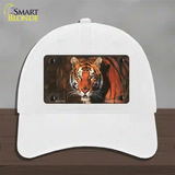 Tiger Novelty License Plate Hat Unconstructed Cotton / White