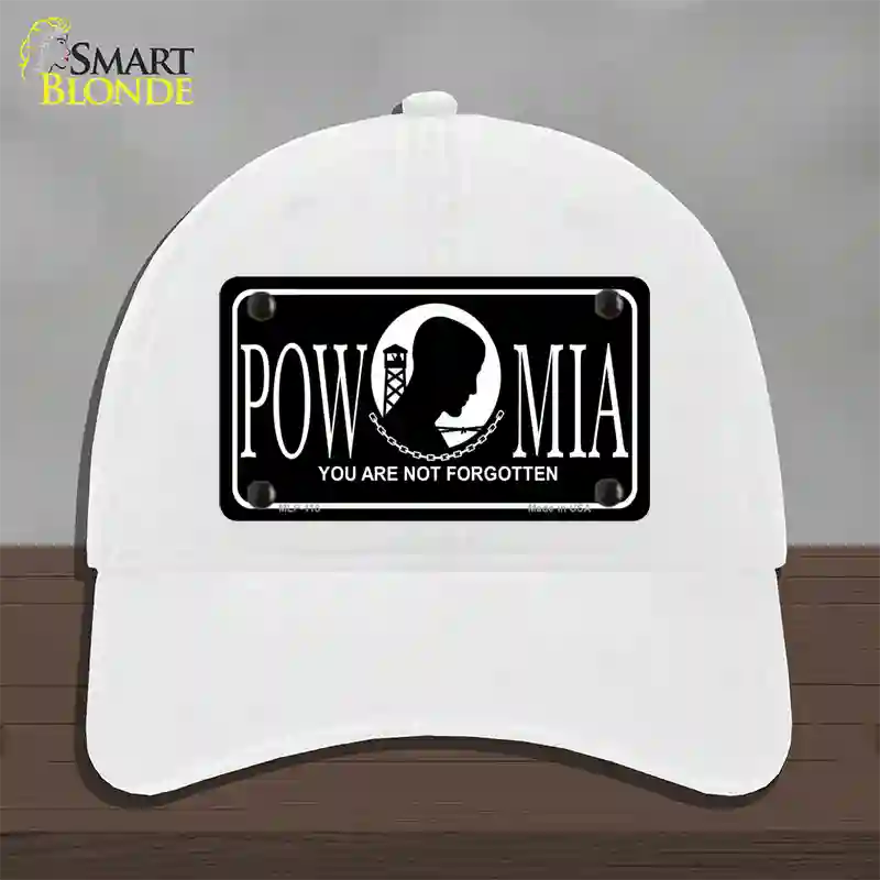 POW-MIA Novelty License Plate Hat Unconstructed Cotton / White