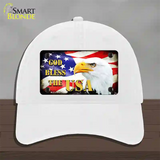 God Bless The USA Novelty License Plate Hat Unconstructed Cotton / White