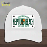 Florida Neptune Beach Novelty License Plate Hat Unconstructed Cotton / White