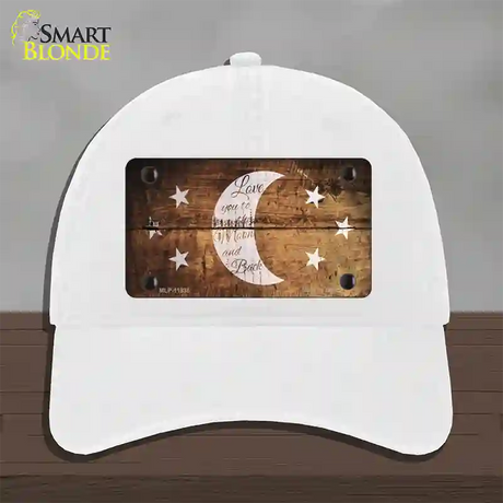 The Moon and Back Novelty License Plate Hat Unconstructed Cotton / White