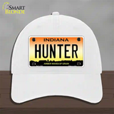 Hunter Indiana Novelty License Plate Hat Unconstructed Cotton / White