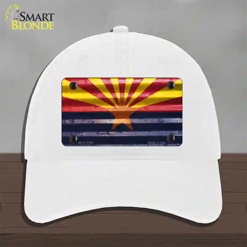 Arizona Corrugated Flag Novelty License Plate Hat Unconstructed Cotton / White